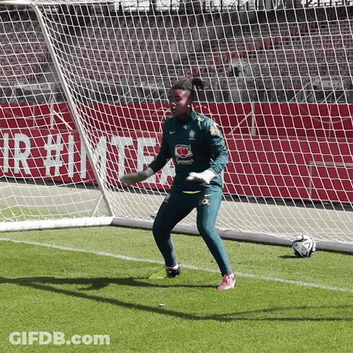Female Soccer Player In Brasil Jersey GIF