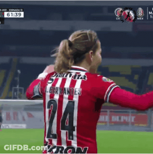 Female Soccer Player In Red And White Jersey GIF