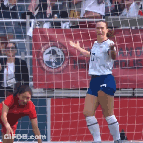 Female Soccer Player Number 17 Celebrating Goal GIF