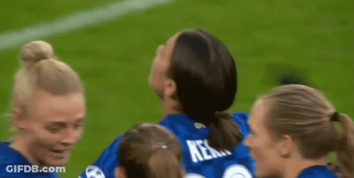 Female Soccer Players Celebrating Goal GIF
