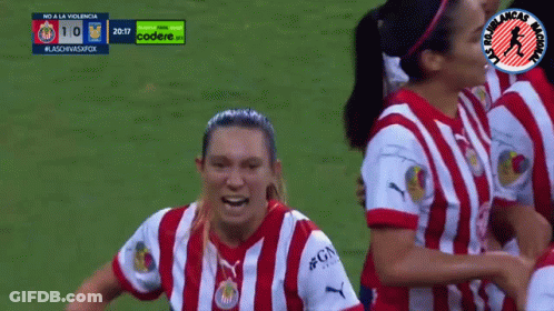 Female Soccer Players Celebrating Goal GIF