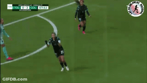 Female Soccer Players Celebrating Goal GIF