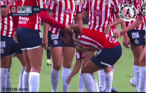 Female Soccer Players Huddled GIF