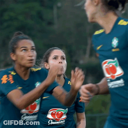 Female Soccer Players In Itau And Vivo Jerseys GIF