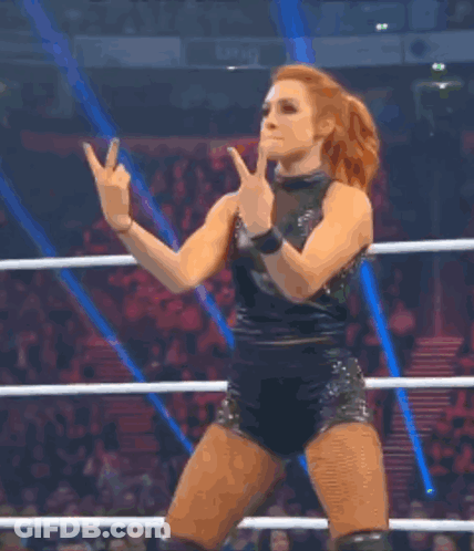 Female Wrestler Giving Middle Finger In Ring GIF