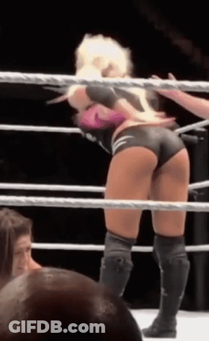Female Wrestler In Wrestling Ring With Crowd GIF