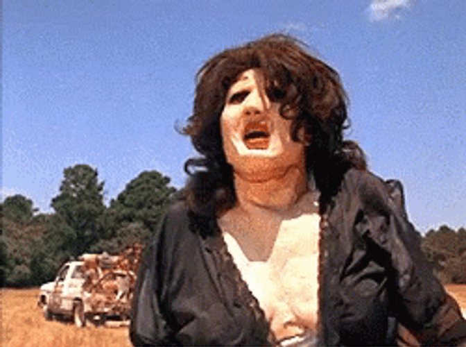 Feminine Leatherface Laughing GIF