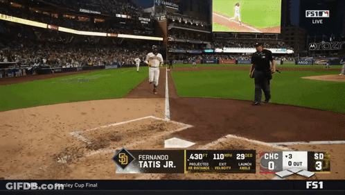 Fernando Tatis Jr. Runs To First Base In A Baseball Game GIF