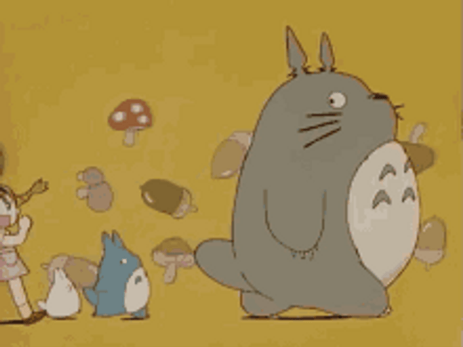 Fictional Character Totoro Walking With Other Characters GIF
