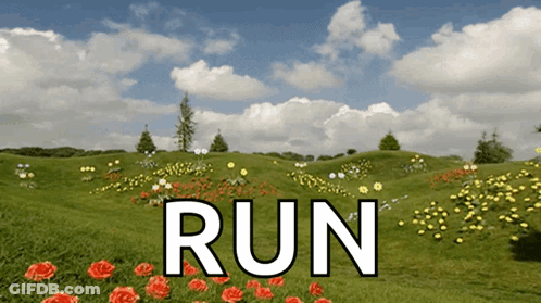 Field Of Flowers With Run GIF