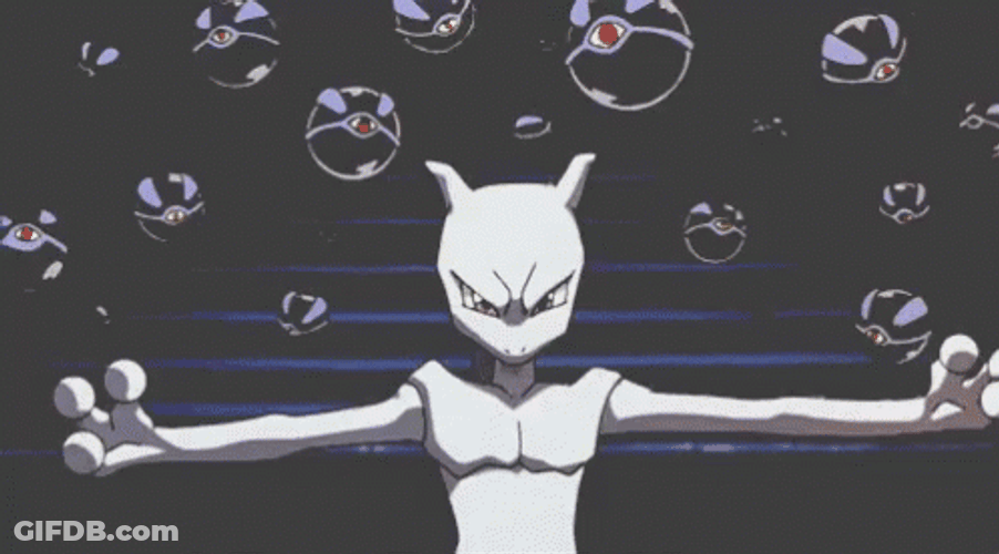 Fierce Eyes Mewtwo Unwavering Stare GIF