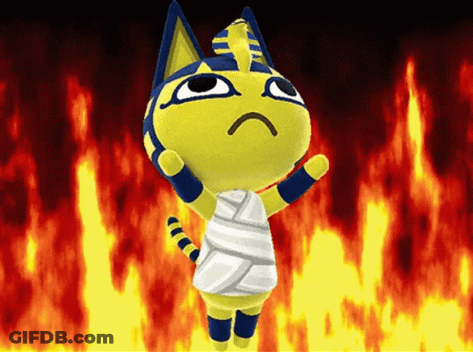 Fiery Ankha Looking Up GIF