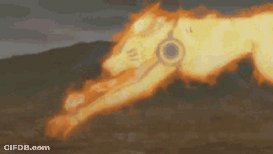 Fiery Kurama Running Naruto Shippuden GIF