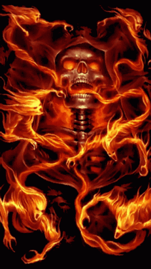 Fiery Lit Skeleton GIF