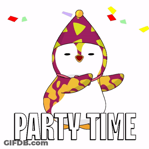 Fiesta Penguin Wearing Patterned Suit GIF