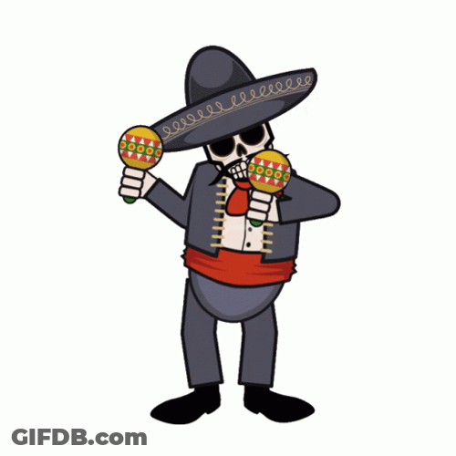 Fiesta Skeleton Holding Maracas GIF