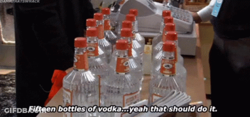 Fifteen Bottles Of Vodka With Yeah That Should Do It GIF