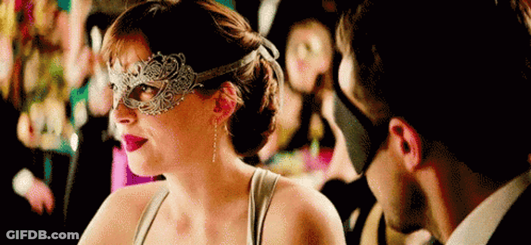 Fifty Shades Of Grey Anastasia Mask Lick Lips GIF