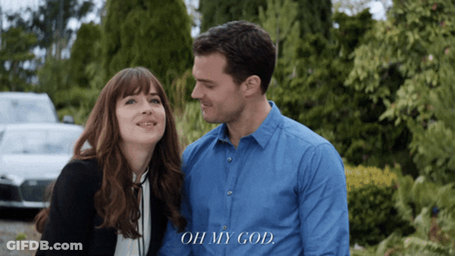 Fifty Shades Of Grey Happy Surprise Anastasia Steele GIF