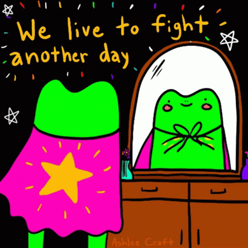 Fight On Living To Fight Another Day Animated Frog GIF