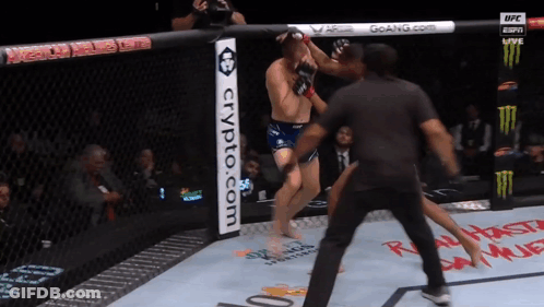 Fighter In Cage With Crypto.com Banner GIF