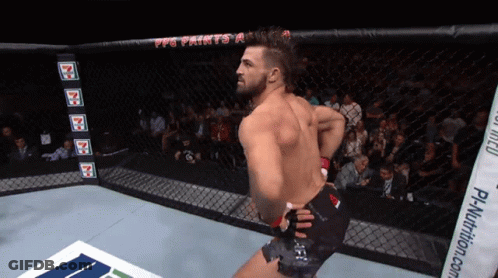 Fighter In Cage With PPG Paints Sign GIF