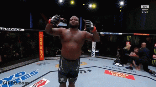 Fighter In Ring With Howler Head Sign GIF