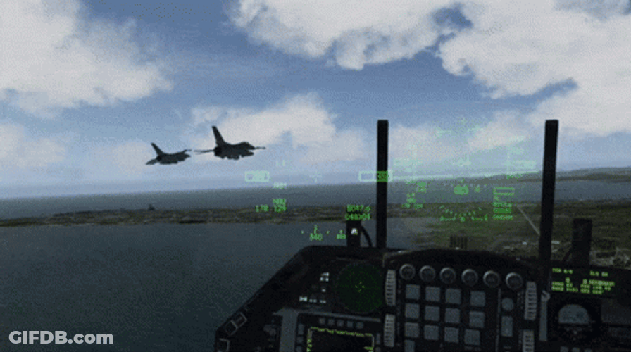 Fighter Jet Aims Target And Turns GIF