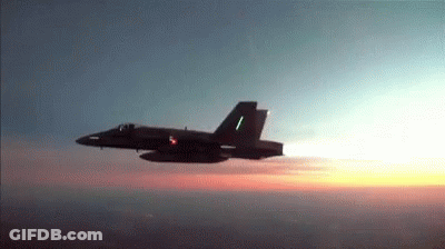 Fighter Jet Flying At Sunset GIF
