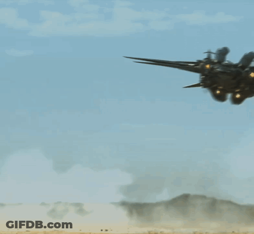 Fighter Jet Flying With Blue Front Light GIF