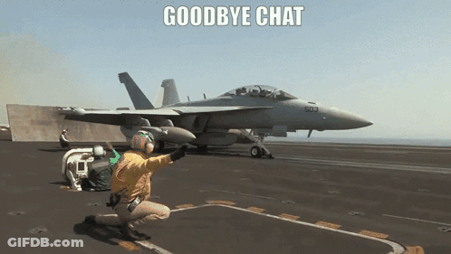 Fighter Jet On Runway Saying Goodbye Chat GIF