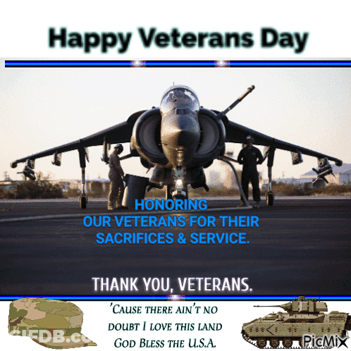 Fighter Jet Saying Happy Veterans Day GIF
