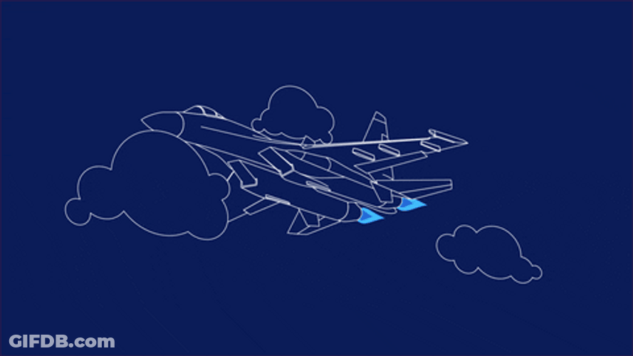 Fighter Jet Sketch Flying In Sky GIF
