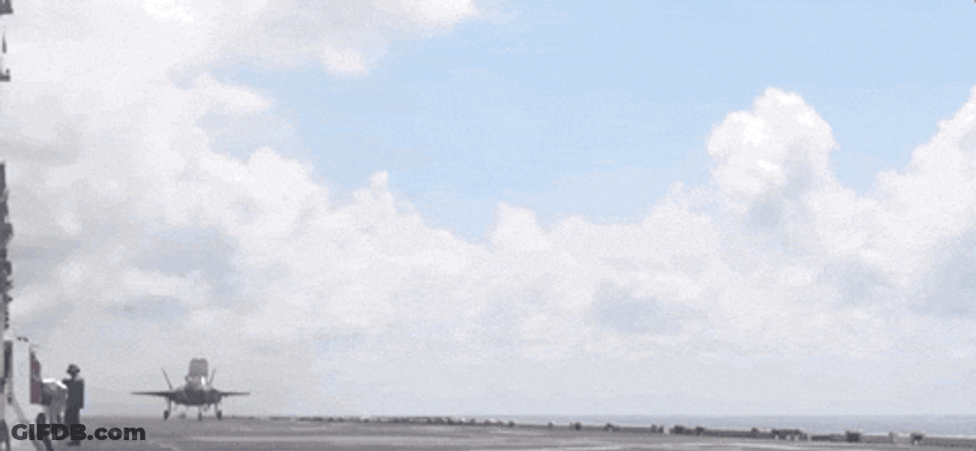 Fighter Jet Takes Off Airport Runway GIF