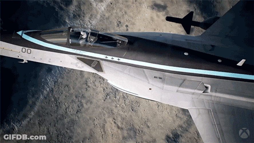 Fighter Jet Top Gun Spinning Above GIF