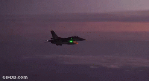 Fighter Jet With Green Nose Light GIF