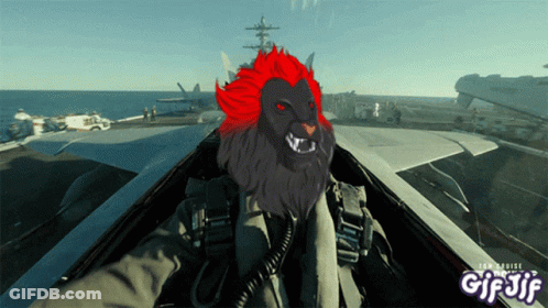 Fighter Jet With Lion Face GIF