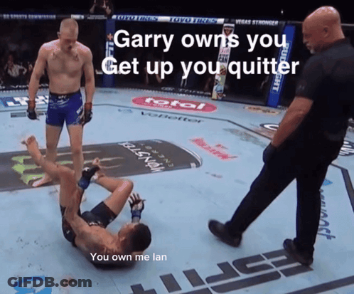 Fighter Laying On Ground Garry Owns You Get Up You Quitter GIF