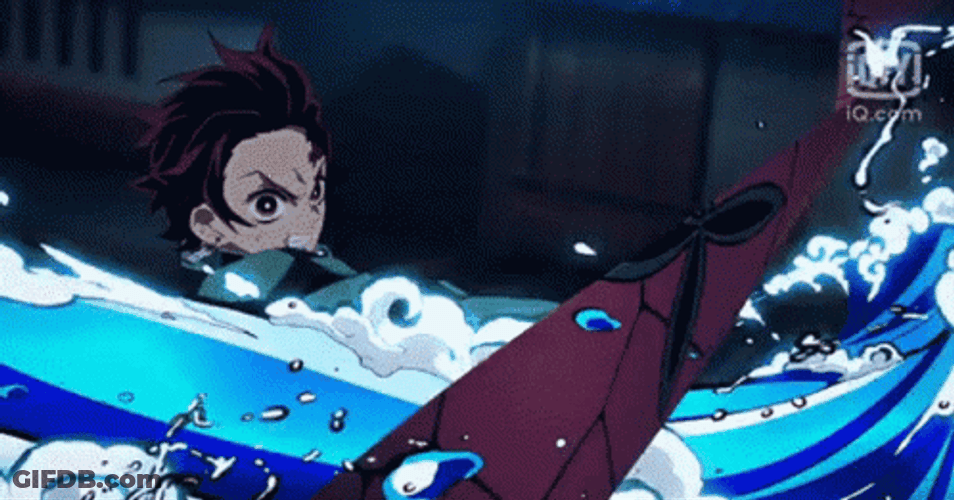 Fighting Demon Slayer Tanjiro Nichirin Sword GIF