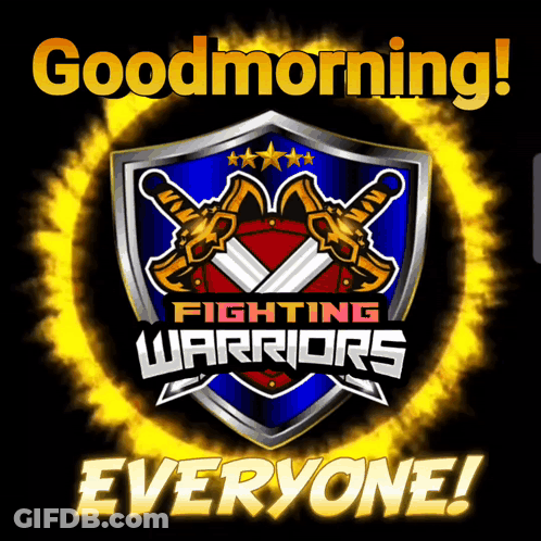 Fighting Warriors Logo On Black Background GIF