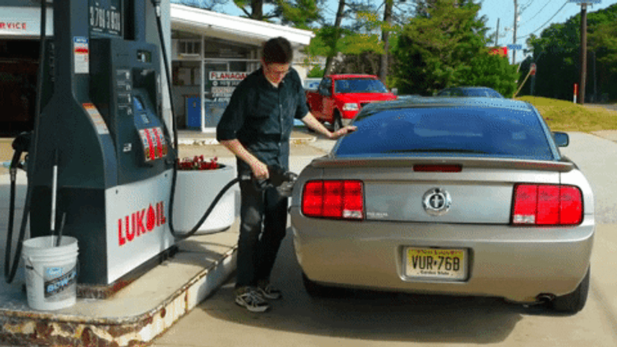 Filling Up Gas On Ford Mustang GIF