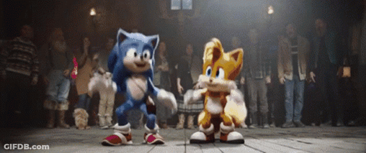 Film Sonic The Hedgehog Break Dancing With Tails GIF