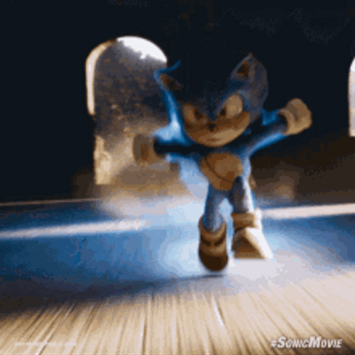 Film Sonic The Hedgehog Running Upside Down GIF