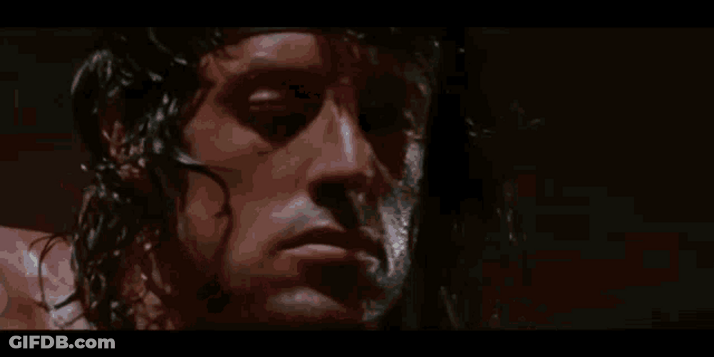Film Sylvester Stallone As John Rambo Burning Wounds GIF