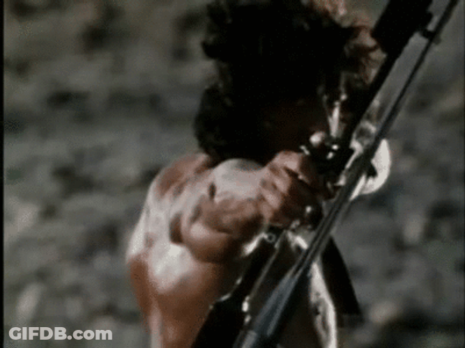 Film Sylvester Stallone John Rambo Fires Up Helicopter GIF