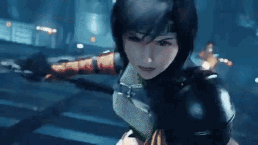 Final Fantasy Remake Yuffie Fighting GIF