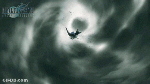 Final Fantasy VII Poster Falling Through Vortex GIF