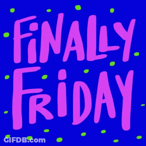 Finally Friday Yellow Letters Blue Background GIF