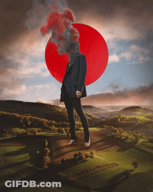 Fine Art Smoky Head Red Sun GIF