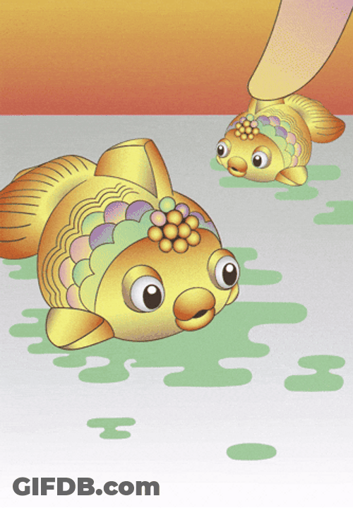 Finger Squeezing Goldfish Head GIF